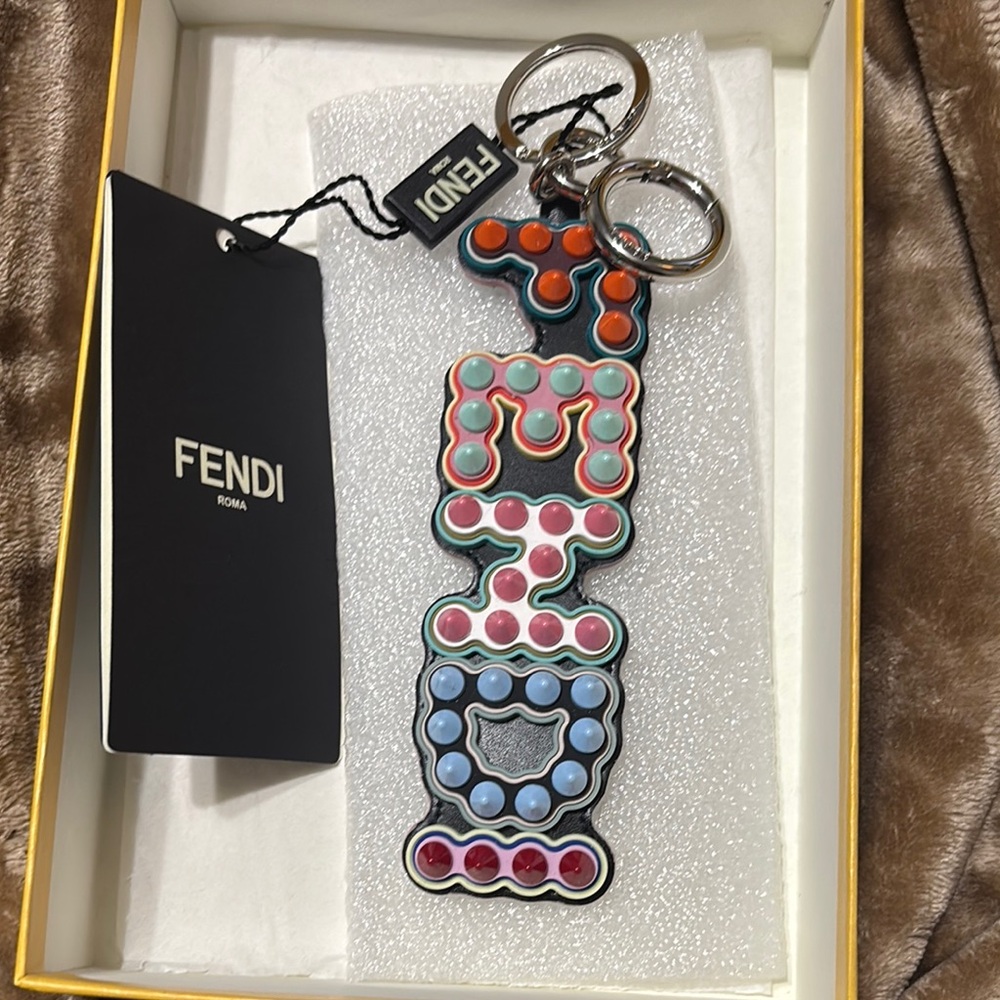 Fendi Multicolor Letters Drop Bag Charm Keychain
